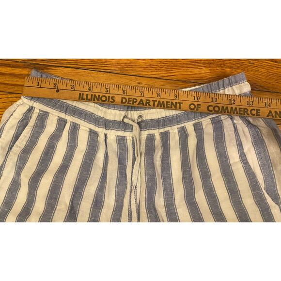 Gap Linen Shorts S Blue White Stripe Drawstring Pockets Casual Lightweight - Picture 5 of 8
